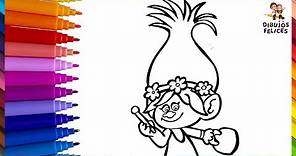 Dibuja y Colorea A Poppy De Trolls 🌺🌳✨ Dibujos Para Niños