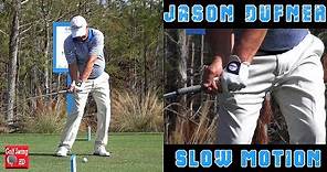 JASON DUFNER - HANDS THRU IMPACT (CLOSE UP SLOW MOTION) FACE ON IRON GOLF SWING 1080 HD