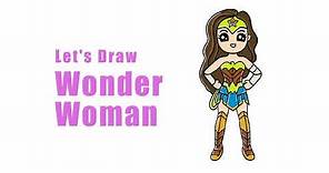 How to Draw Cute Wonder Woman, Easy Drawing Step by Step