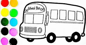 Como Dibujar y Colorear un Bus de Colegio - How To Draw a School Bus -Dibujos Para Niños | FunKeep