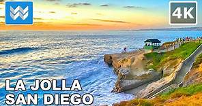 [4K] Sunset at La Jolla San Diego, California - Walking Tour & Travel Guide 🎧 Binaural Sound