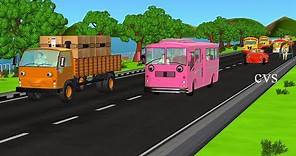 The Wheels on the Bus go round and round ( Vehicles ) -3D Animation Nursery Rhymes for Children
