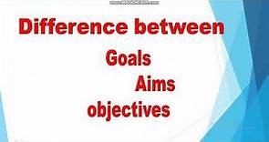Difference Between Aims , Goals and Objectives in English / Education