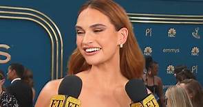 Lily James Is Sewn Into Her Versace Dress at the 2022 Emmys Exclusive