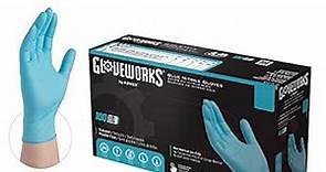 GLOVEWORKS Blue Disposable Nitrile Industrial Gloves, 5 Mil, Latex & Powder-Free, Food-Safe, Textured, Small, Box of 100