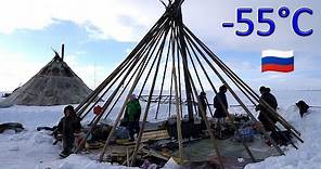 Far North Survival. Building the dwelling of the Nenets - CHUM🦌 Reindeer migration to the Arctic