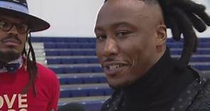 Cam Newton, Brandon Marshall visit Wendell Phillips Academy High School