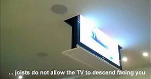 Drop down swivel motorized TV lift installation