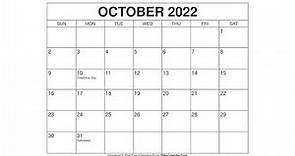Printable October 2022 Calendar Templates with Holidays - Wiki Calendar
