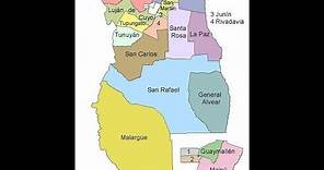 Mapa de Mendoza y de sus 18 Departamentos.