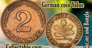 2 pfennig 1966 germany Coin Value // /mintage , history Germany currency rate today