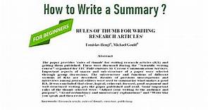 How to Write a Summary | Step by Step Guide