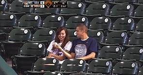 Fan makes catch to save girlfriend from foul ball