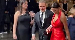 Matt Damon (Jason Bourne) and his gorgeous lady in Red wife Luciana Barroso out in New York #nyc