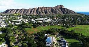 Diamond Head Crater Full View 4K Waikiki Oahu Hawaii Volcano