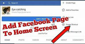 Add Facebook Page to Home Screen