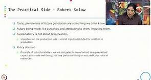 Week 1-Lecture 6 : Robert Solow’s Conceptualization of Sustainability
