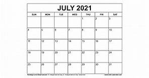 Printable July 2021 Calendar Templates with Holidays - Wiki Calendar