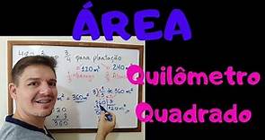 Aula 68 - 5º ano - área em quilômetro quadrado - exercícios e exemplos