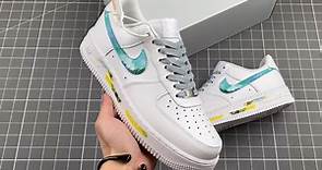 耐克空军一号 Nike Air Force 1 Low 白绿钩月色彩绘涂鸦低帮板鞋货号314192-117
