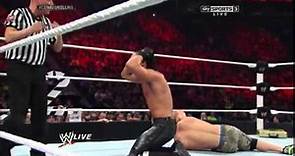 WWE RAW 7/7/14 jone cena vs seth rollins (Roman Reigns and Dean Ambrose save John Cena)