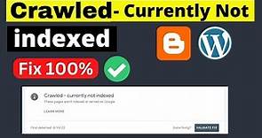How to Fix Crawled - Currently Not Indexed | Crawled - Currently Not Indexed Fix in Blogger