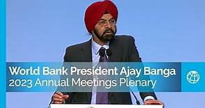 Remarks by World Bank Group President Ajay Banga at the 2023 Annual Meetings Plenary