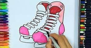 Cómo dibujar patinar sobre hielo - Cómo dibujar y colorear los para niños