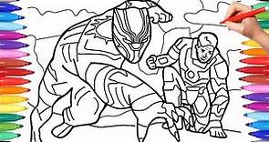 Black Panther and Iron Man Coloring Pages, Marvel Avengers Coloring Book, How to Draw the Avengers