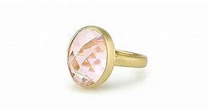 Pink Rose Quartz Oval Gemstone Ring - Bezel Gold Oval Pink Quartz - Stackable Rings for Women - Clear Rose Quartz Stackable Gem Ring