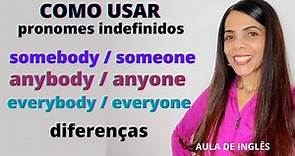 PRONOMES INDEFINIDOS someone / somebody / anyone / anybody / everyone / everybody - aula de inglês