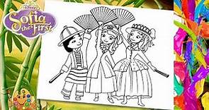 Coloring Sofia the First : Princesses Sofia, Amber, Jun | Coloring pages | Coloring book |