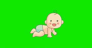cute baby crawling animated cartoon green screen motion graphics video for youtubers copyright free