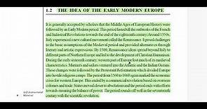 Unit 1 EARLY MODERN EUROPE: KEYCONCEPTS AND HISTORICAL BACKGROUND