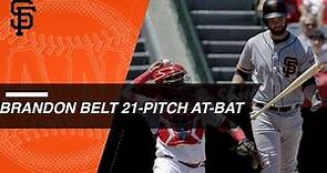 Brandon Belt battles through 21-pitch AB vs. Barria
