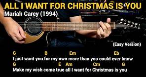 All I Want For Christmas Is You - Mariah Carey (1994) - Easy Guitar Chords Tutorial with Lyrics