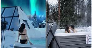 陳詩欣與老公芬蘭浸浴  冰天雪地著三點式與極光「合照」