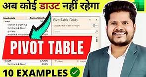 Excel Pivot Table EXPLAINED with 10 Different Examples | Pivot Table in excel | Pivot Table Tutorial
