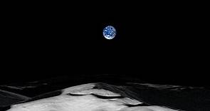 Earth, Sun from Moon's South Pole
