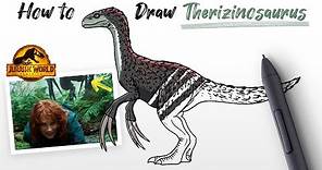 How to Draw Therizinosaurus dinosaur from Jurassic World Dominion - easy Step By Step