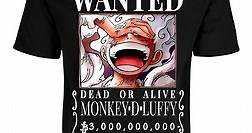 Playera Cartel Wanted Monkey D Luffy One Piece 2022 Negra - $ 298