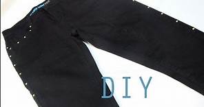 DIY Customizar unos vaqueros o pantalones con tachuelas / DIY Studded Pants Jeans