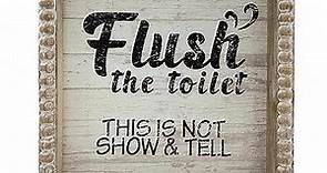 6.3" Flush Toilet Sign Bathroom Rules White Black, Farmhouse Shelf Antique Boho Funny Restroom Quote, Guest Supplies Decor Signage, Vintage Home Office Gender Neutral Small Women Man Boy Girl