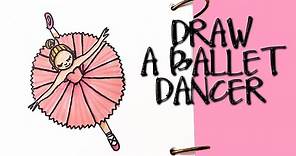 HOW TO DRAW A BALLERINA For Kids Step by Step Tutorial. Guided leaping ballet dancer follow along