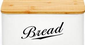 RoyalHouse Metal Bread Box with Bamboo Lid, Bread Boxes for Kitchen Counters, Bread Container