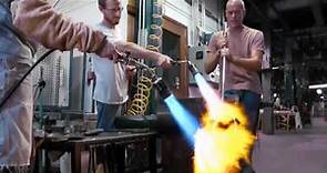 Glass Blowing - using torches on glass sculpture - Bernard Katz Glass