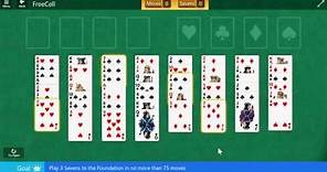 Windows 10 Anniversary: FreeCell\Hard - Play 3 Sevens to the Foundation in no more than 75 moves