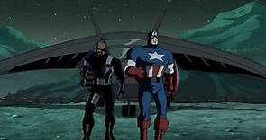 Captain America, Winter Soldier, and Nick Fury vs. Hydra sentinels