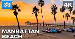 [4K] Sunset at Manhattan Beach Pier in South Bay California USA - Walking Tour 🎧 Binaural Sound