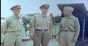 US Admiral Chester W. Nimitz and US Fleet Admiral Ernest King aboard a cruiser of...HD Stock Footage